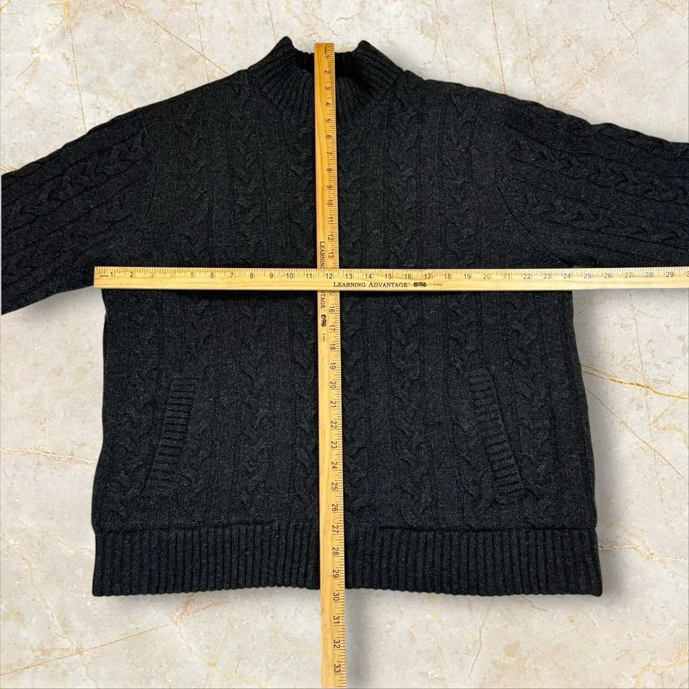 Schott Bros Cable Knit Full Zip‎ Sweater Jacket Charcoal Gray XL Mens